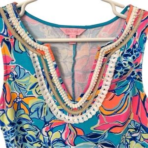 Lilly Pulitzer Like New Harper Sleeveless Shift Dress Blue Pink Orange